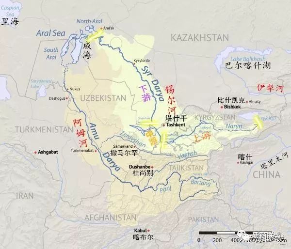 中亚河流湖泊分布图图片