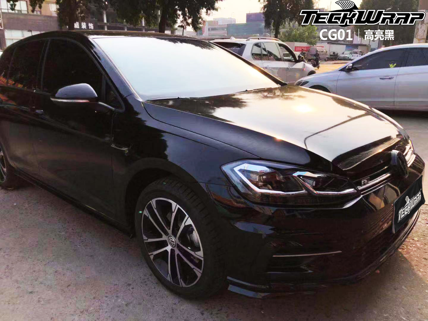 teckwrap秃鹰汽车车身改色贴进口膜cg01高亮黑大众高尔夫