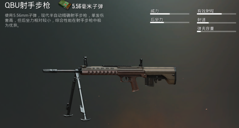 在游戏《和平精英》中,qbu射手步枪只有在热带雨林中才会出现,和平