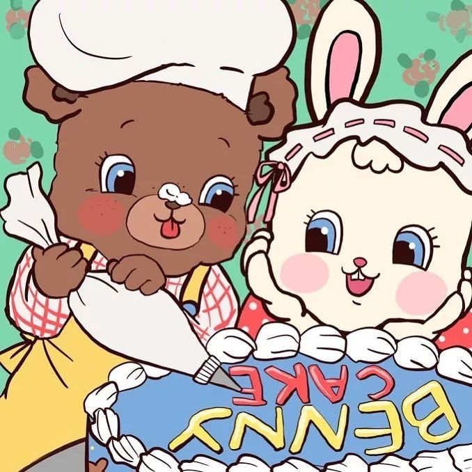 是原创作者手绘出的兔子和熊benny cake的形象大使让每个蛋糕都精致的