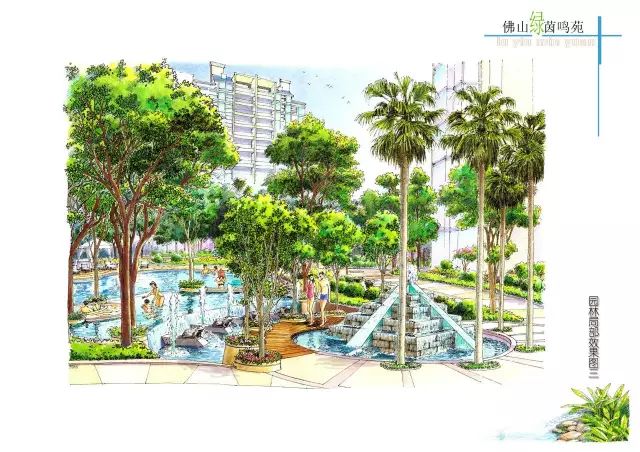 手绘分享富有中国画神韵的景观手绘