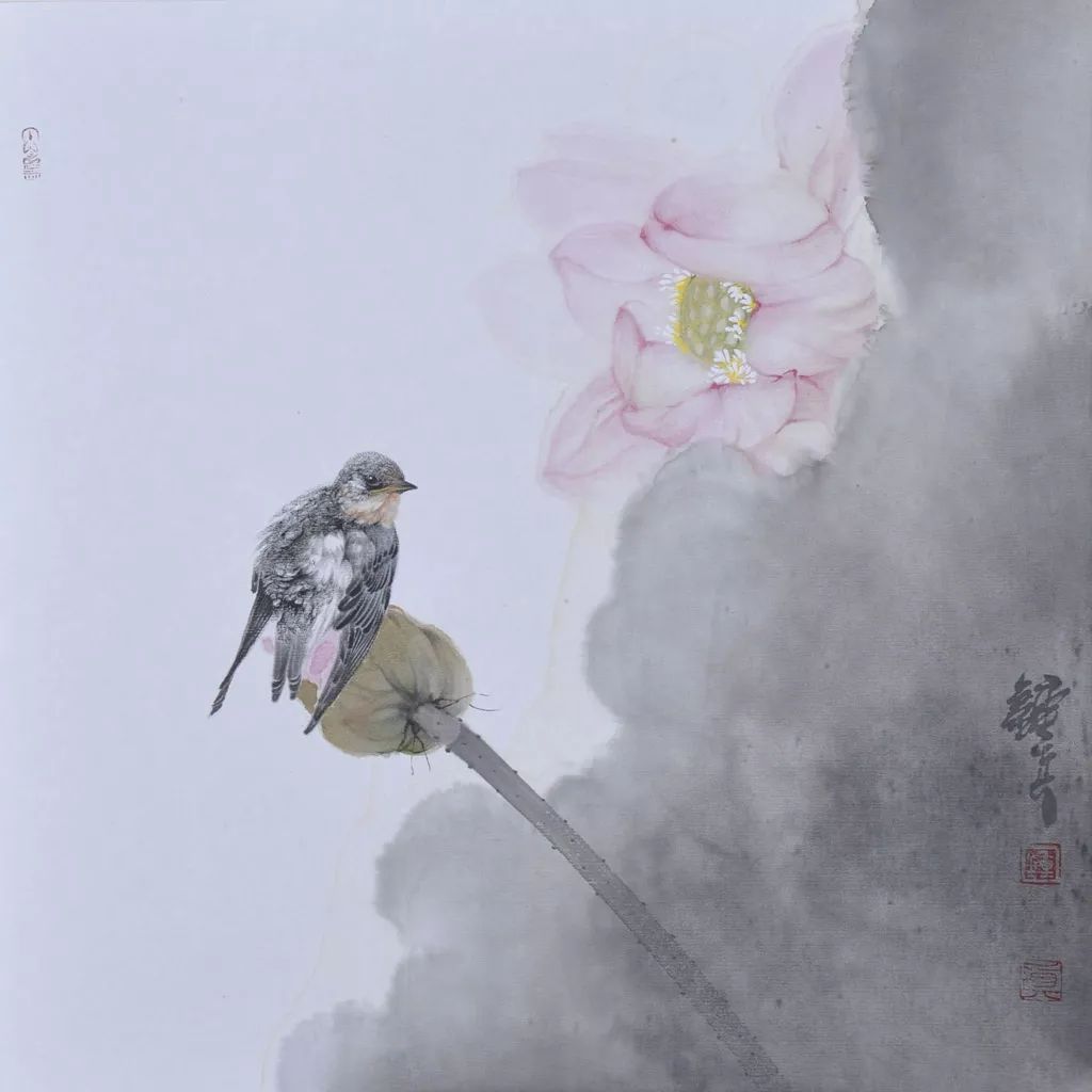 钟真水墨荷花小鸟绝美收藏了