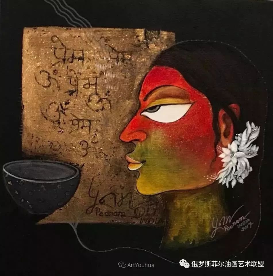 古老的神话~印度画家潘纳姆·钱德里卡·泰吉绘画作品欣赏