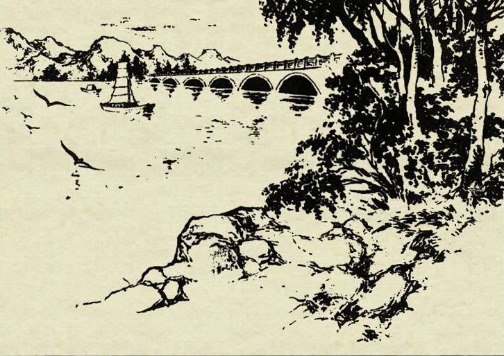 洛阳桥绘画图片