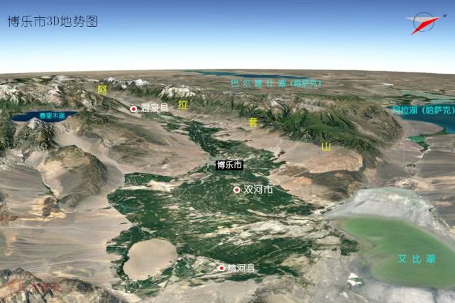 高清3d地图,看新疆14个地级市州地形地貌_天山