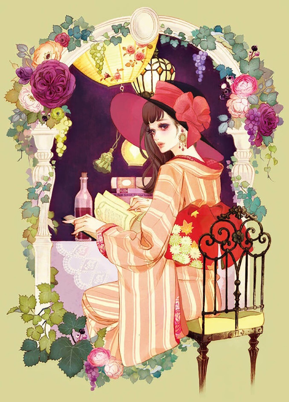 他笔下的和风美少女复古又不失细腻华丽张张让人沉沦