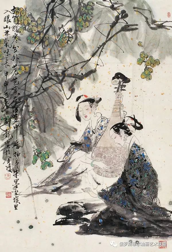 国画欣赏中国画家朱新龙的古代人物画作品展示