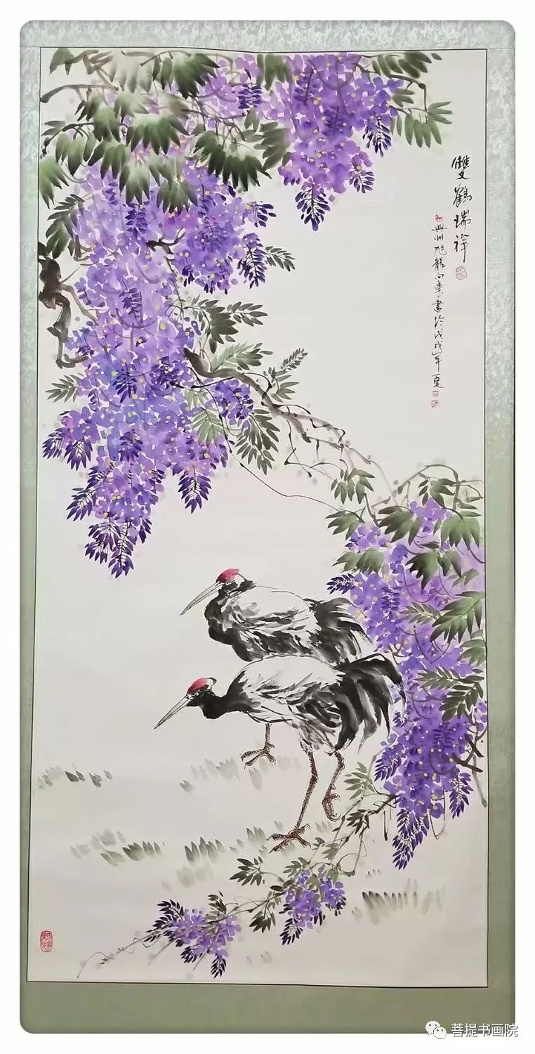 国画课堂紫藤花的写意画法