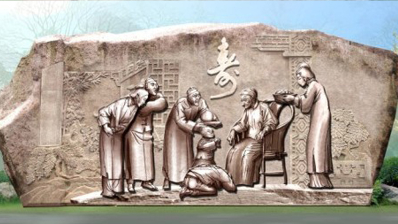 孝敬长辈铜雕孝文化雕塑,人物铜雕,孝文化浮雕像孝文化是学习的淮础