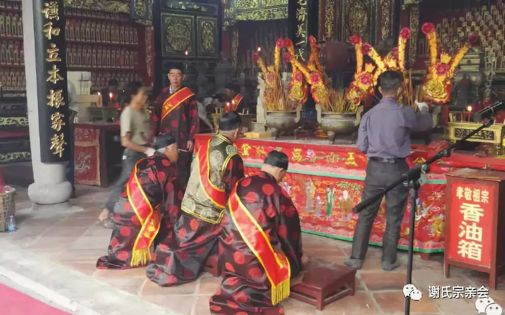 隆重外砂谢氏大宗祠泰国首富谢国民祖籍地举行隆重的祭祖活动