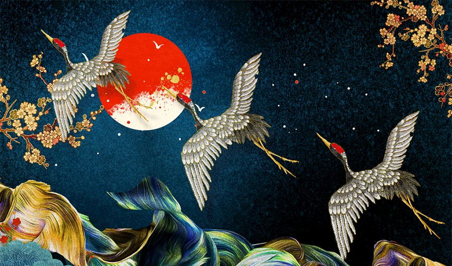 记号笔课程构思丹顶鹤体型大,颈,脚较长,通体大多白色,头顶鲜红色,喉