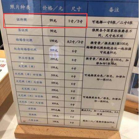 一寸,大一寸,两寸,小两寸,如果各种底色和尺寸的照片都来一遍的话,没