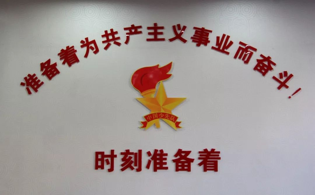 全体队员在鲜艳的大队旗下呼号,在巨型国旗的背景下,1500面小国旗在