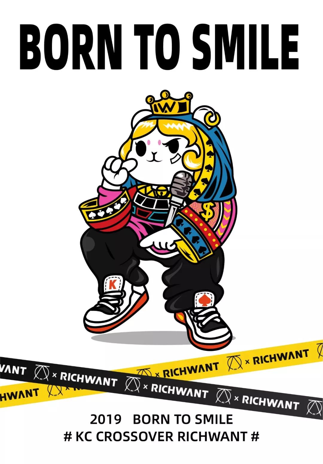 多元结合标志的"黑桃k"元素和一些swag的穿搭结合共有三种款式三种