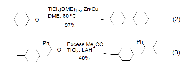三氯化钛还可以促进羰基化合物的烯丙基化反应(式4[4.