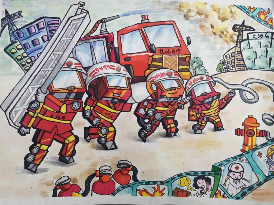 投票|广西小画家 共绘消防梦