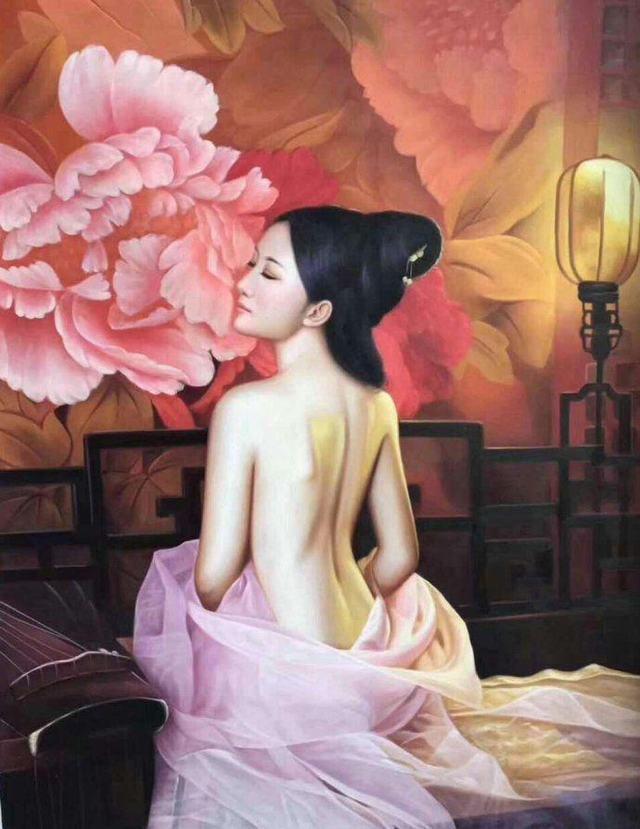 艺术家人体油画中的美女美到极致的人间尤物