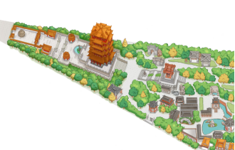 驴迹科技为黄鹤楼景区绘制的手绘地图局部随着数据联网等新技术的发展