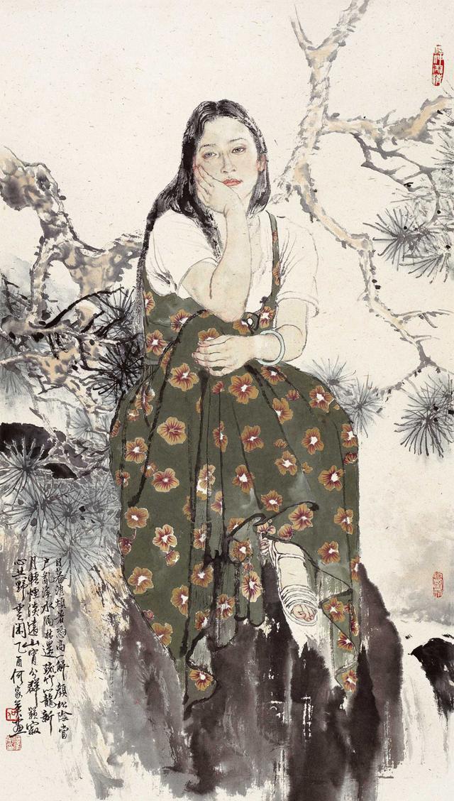 中国工笔人物画家何家英千秋无绝色悦目是佳人