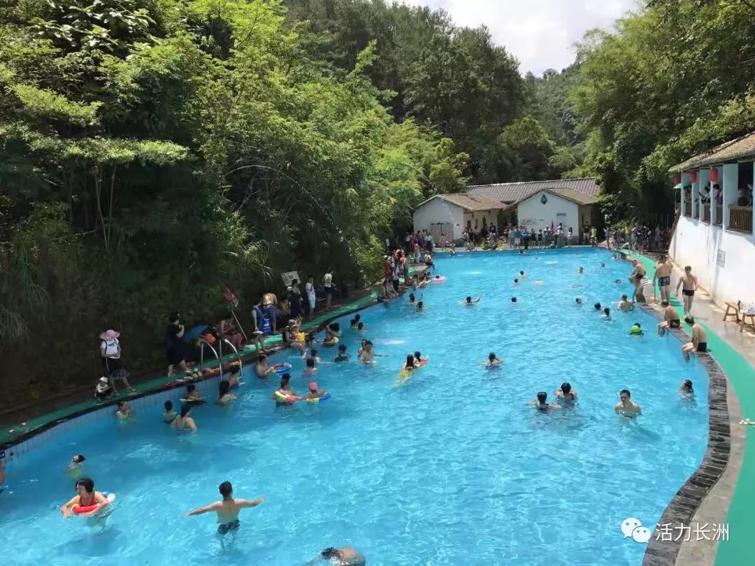 每年夏天,梧州农耕文化园山泉水游泳池受游人青睐.