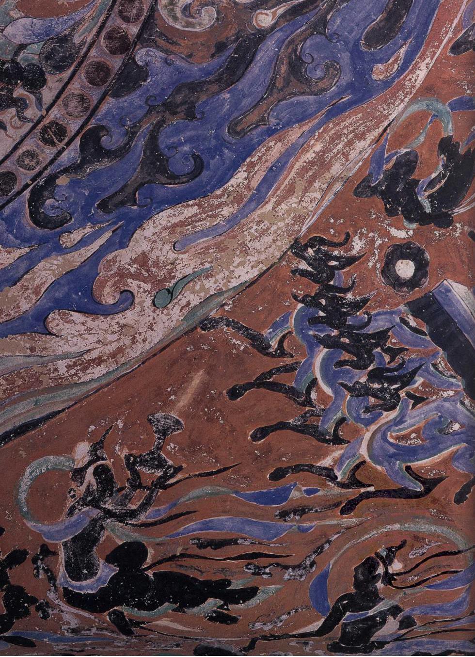 原创敦煌石窟隋401窟壁画东王公西王母出行飞天异禽藻井高清大图