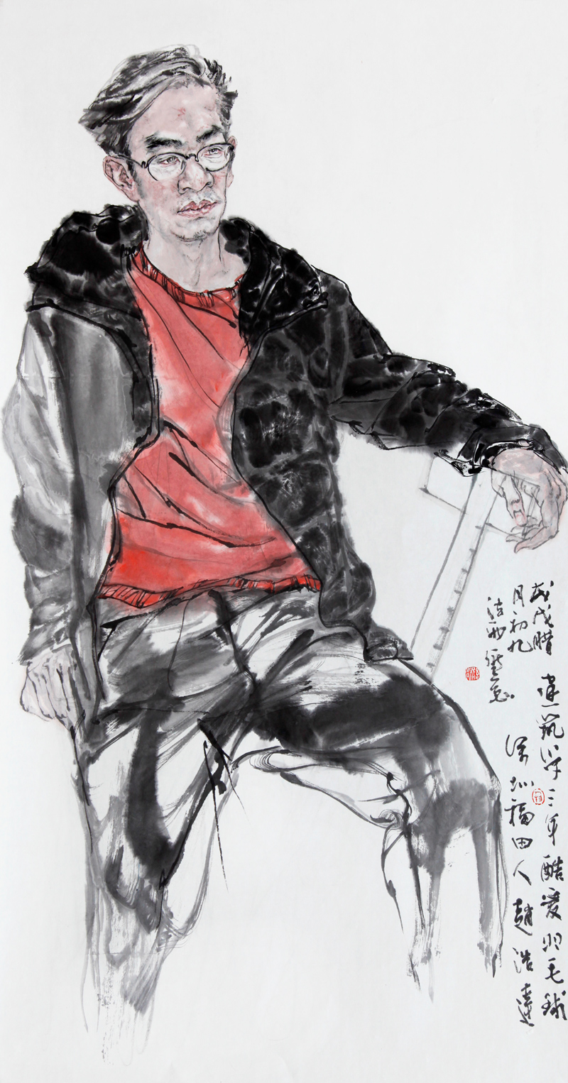 赵浩达小像△王天泽小像他也画了一些都市水墨人物画,在一些人的心