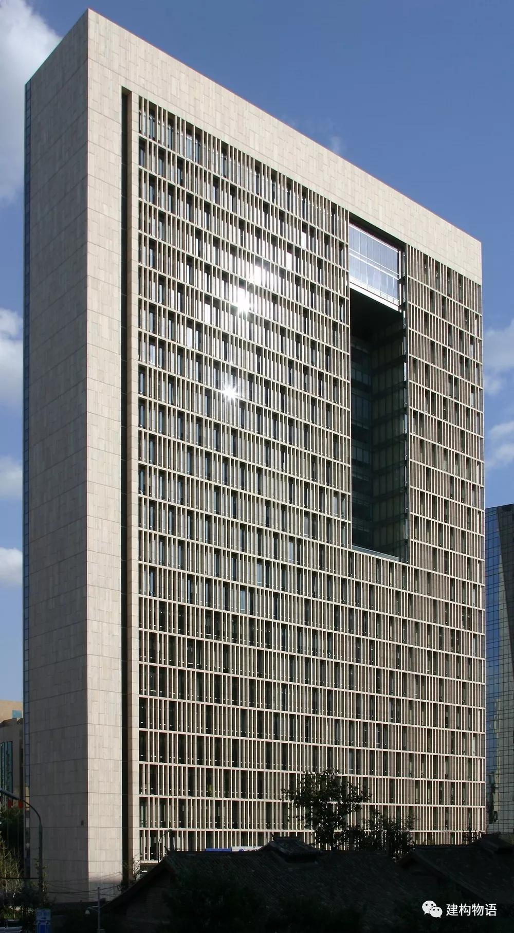 北京西环广场南向立面玻璃幕墙外满罩铝合金遮阳格栅(百叶) "建材u选"