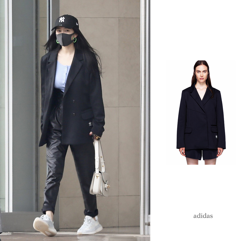 杨幂酷帅造型上线oversize西服配皮裤不秀腿大秀傲人身材