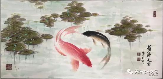 董寶生作品《荷塘之戀》 規格:二四緣木求魚——出處《孟子》爬到樹上