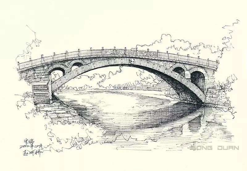 赵州桥图片手绘图片