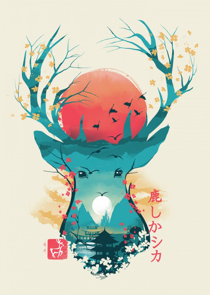 超美负空间动物主题创意插画