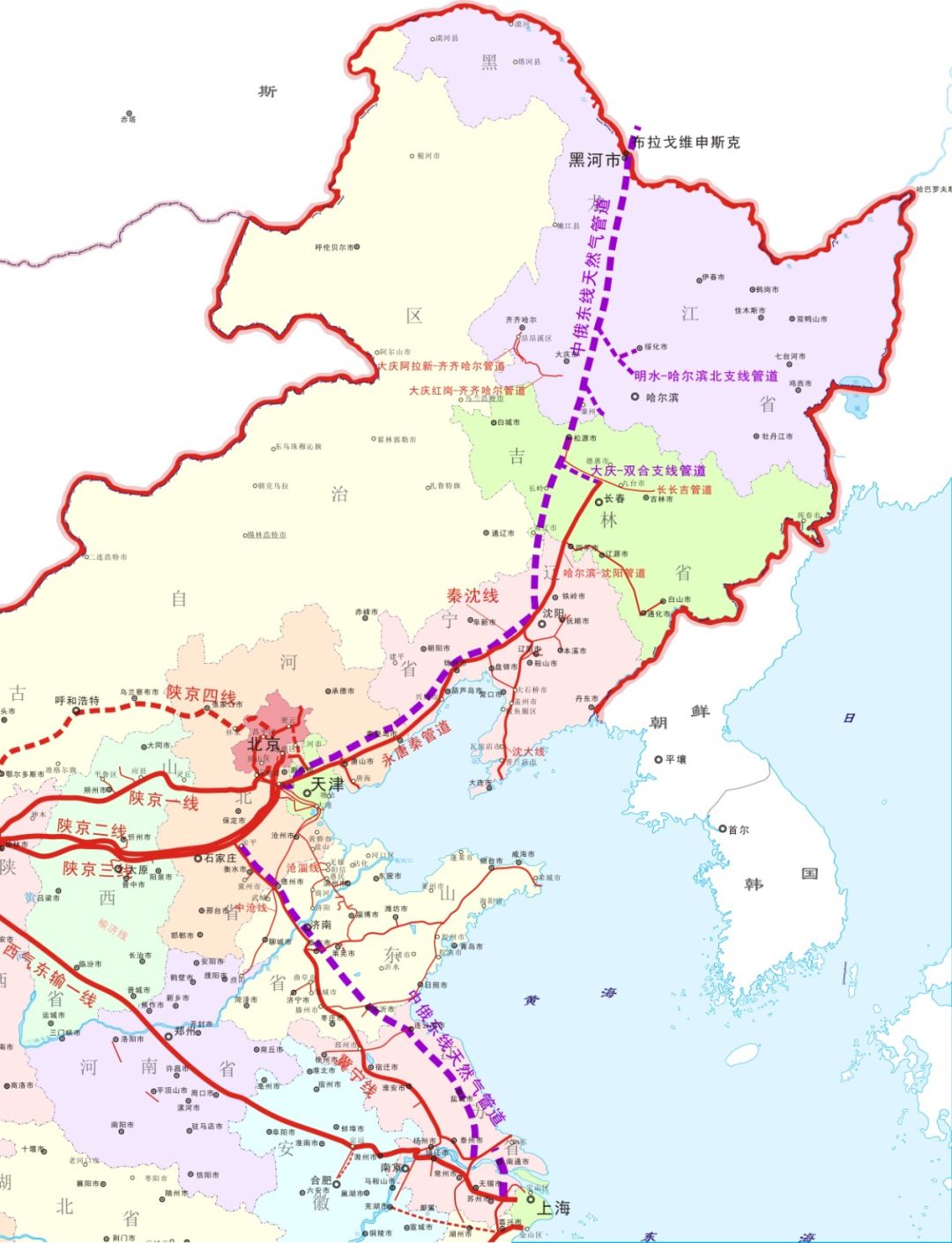 中俄天然气管道线路图片