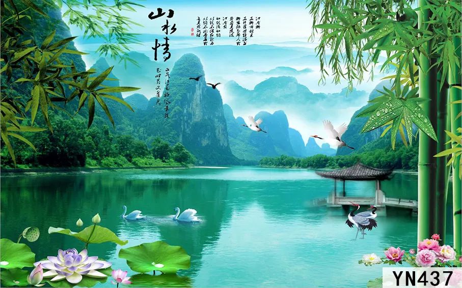 室外室内中式山水风景画系列图案合集