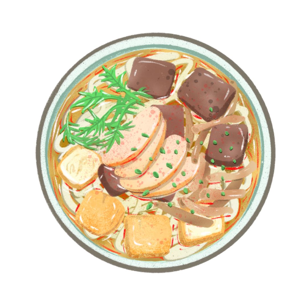 鸭血粉丝汤,薄皮小笼包,古法糖芋苗,鸭油酥烧饼,雨花石汤圆,锅贴,赤豆