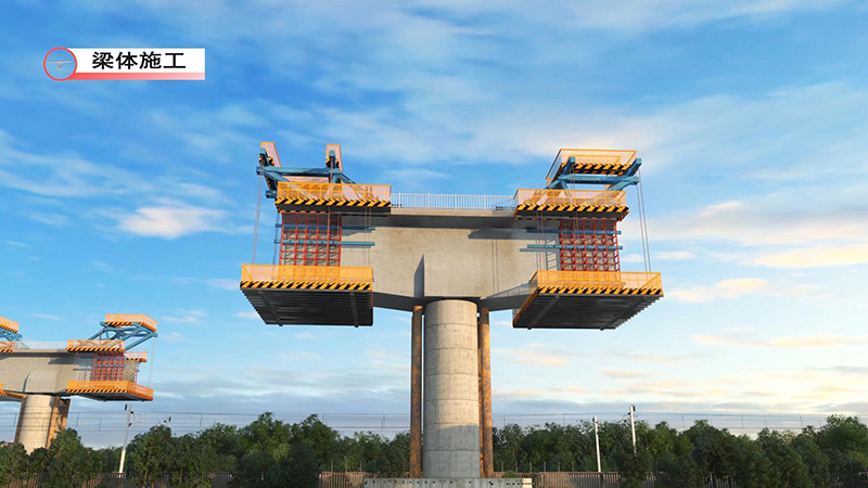 桥梁转体施工动画_三维