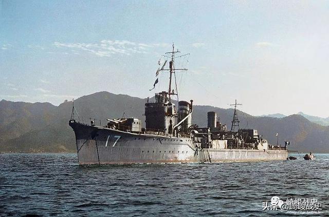 日本海军阳炎级驱逐舰"矶风"号的上色照片.