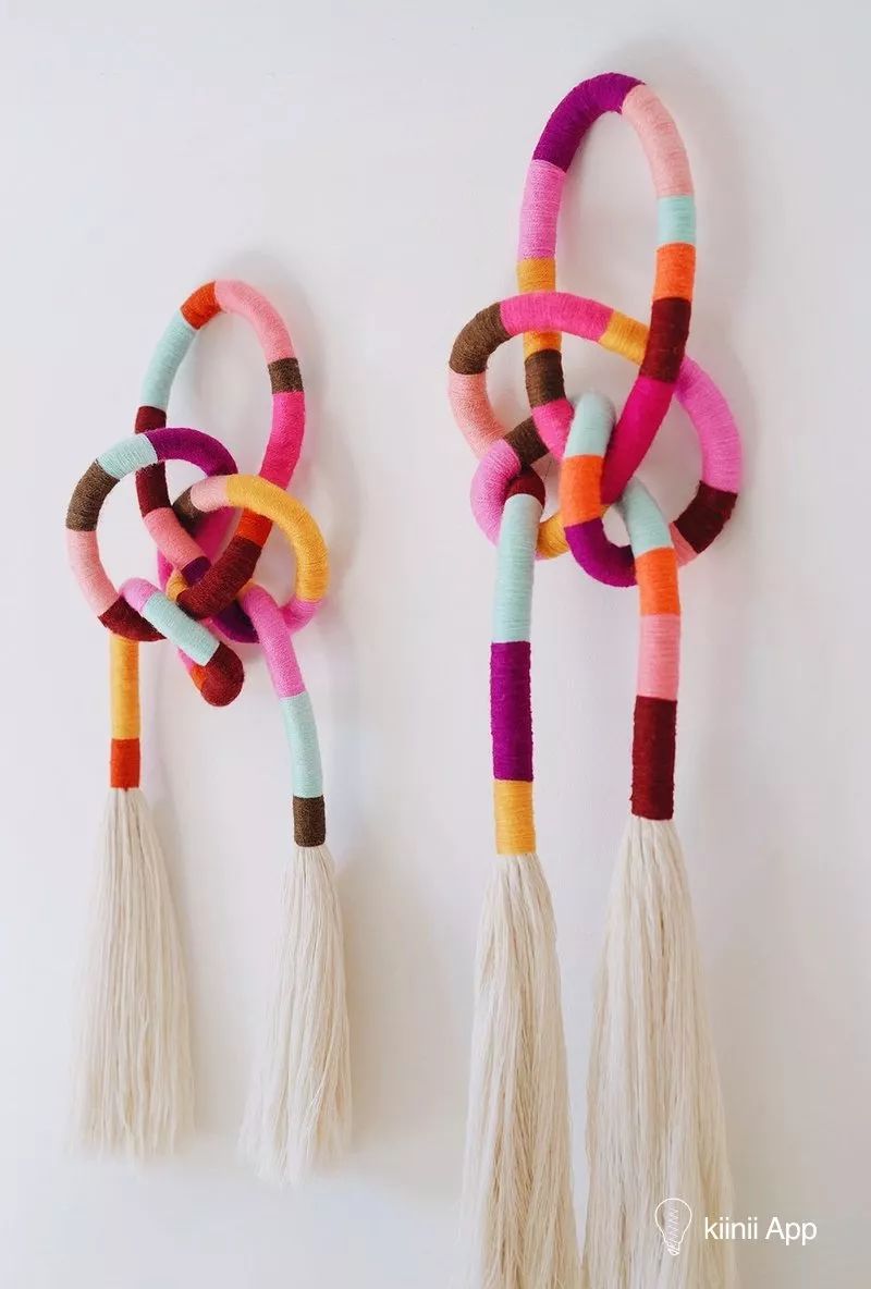 diy彩色缠线结绳墙挂