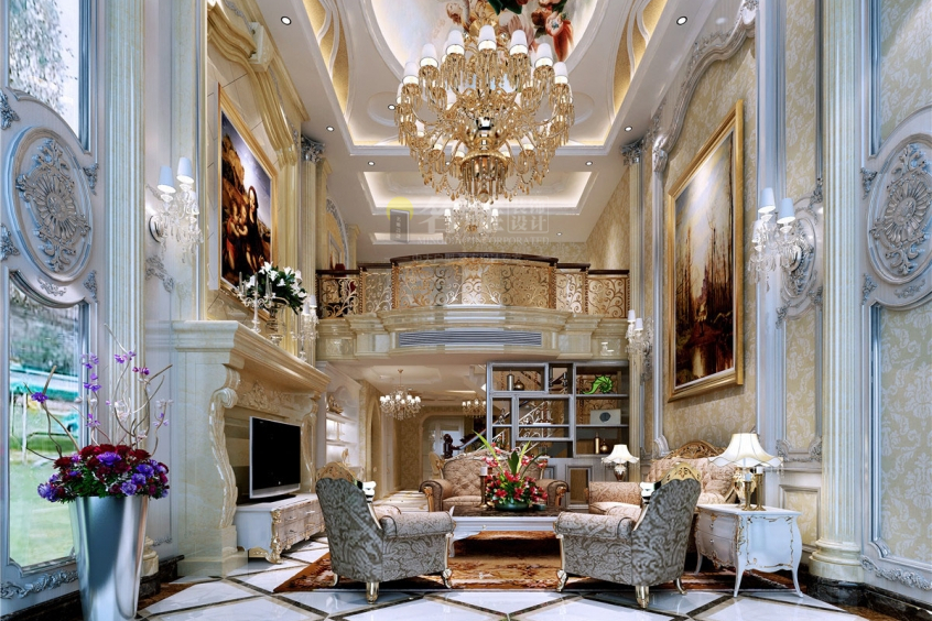 总面积500平米,以法式的优雅浪漫作为别墅整体的主要装修与设计格调