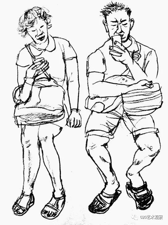 速写本上惊现手机一族