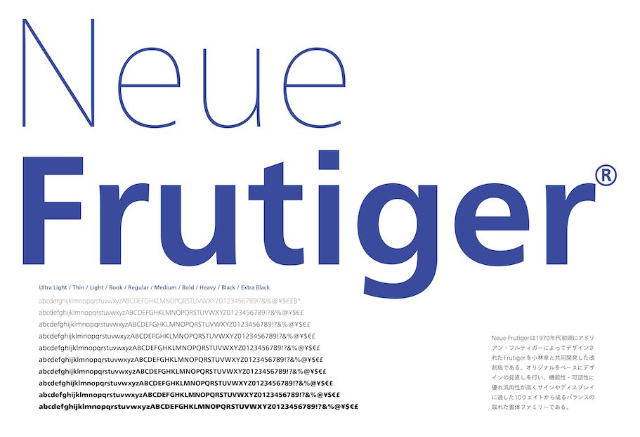neue frutiger03字体是1970年代初期由adrian frutiger发明,而后再