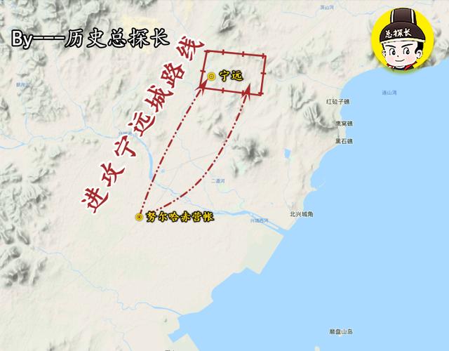 原创地图上的战争:袁崇焕固守宁远城,努尔哈赤数10万大军败于宁远