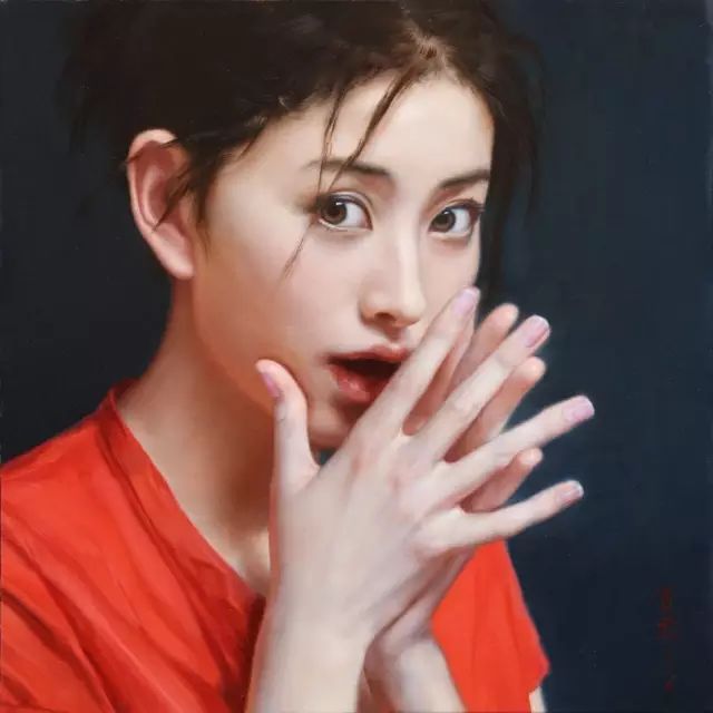 青年女歌手油画的背景图片