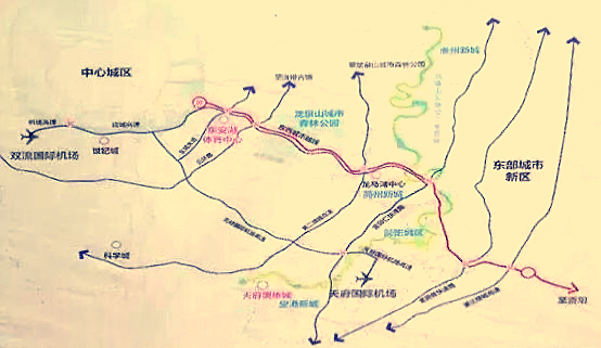 成都东西城市轴线东段和西段详细路线走向