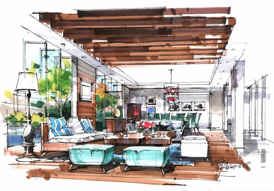 手绘名师沙沛景观室内手绘作品高清大图