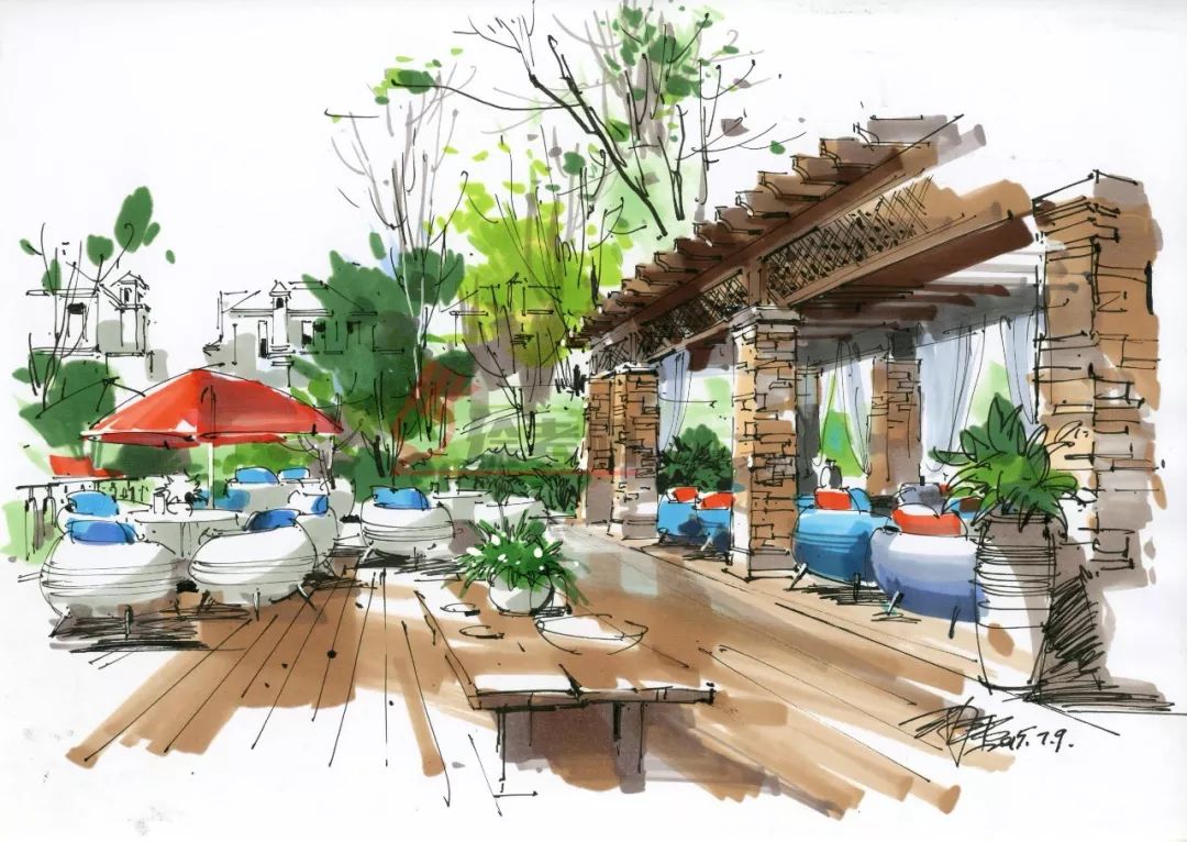 手绘名师沙沛景观室内手绘作品高清大图