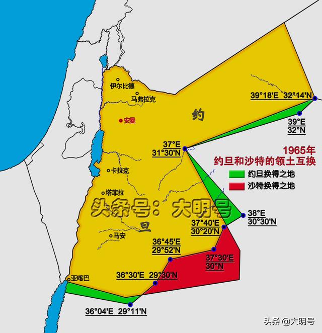 用7000平方公里土地换19公里海岸线图说约旦和沙特的领土互换