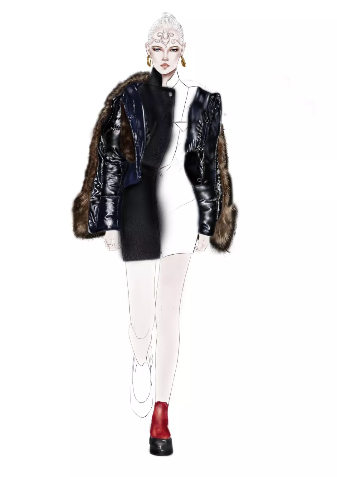 ps电脑绘制羽绒服皮草面料效果图表现步骤教程