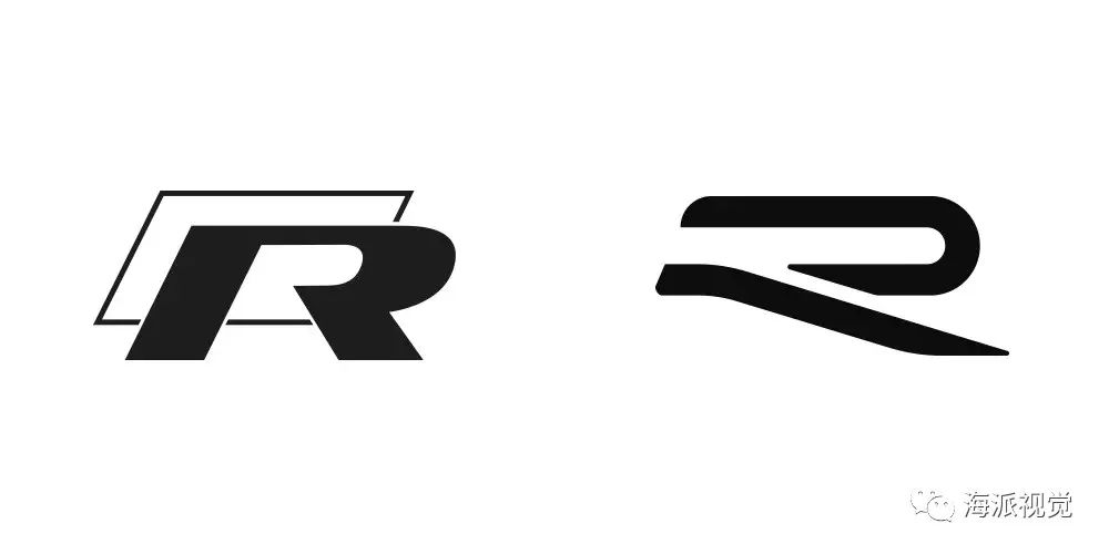 倾斜的r字设计从而突出了品牌的整体进步性.