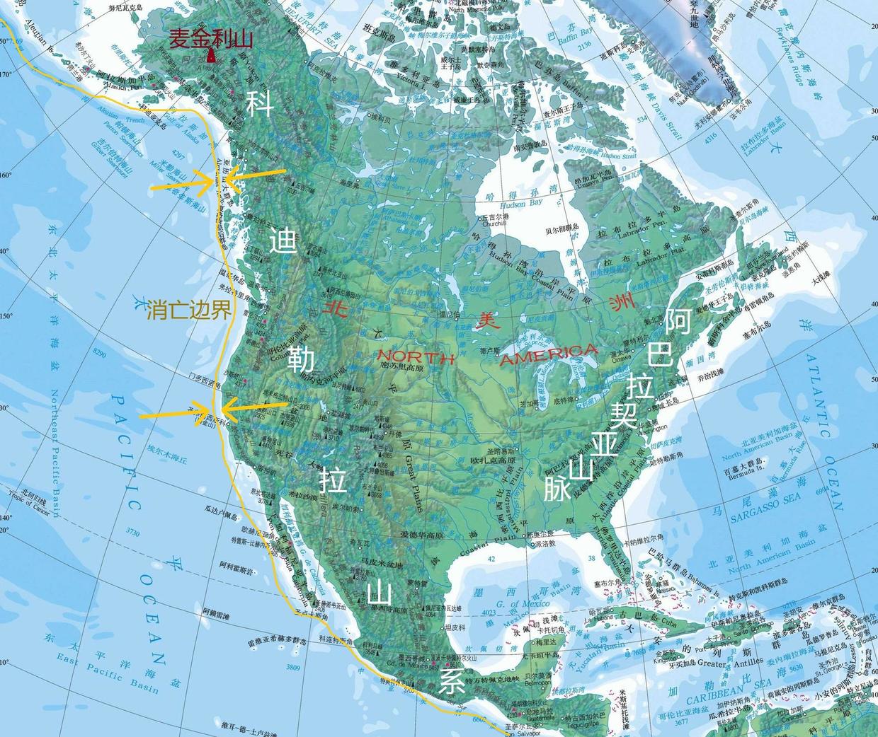 北美洲地形图山脉地形图片