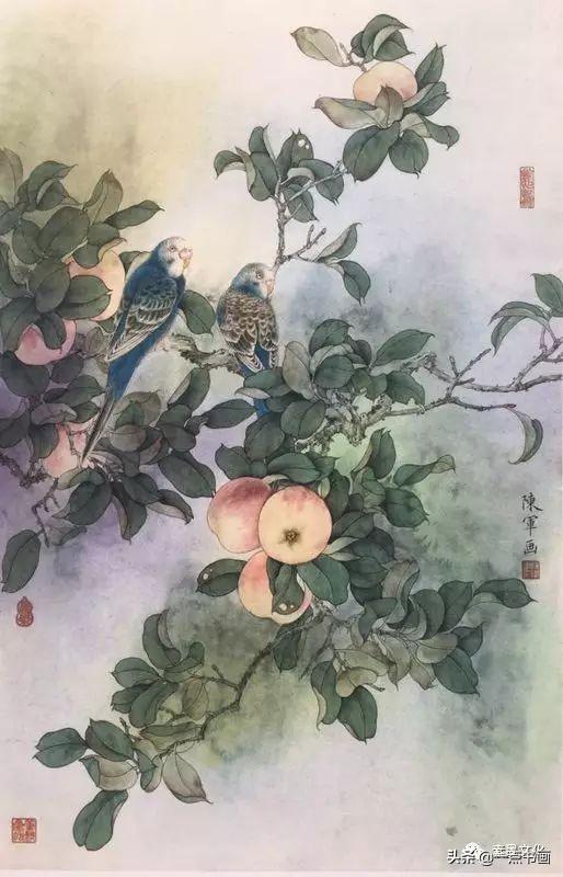 富贵溢彩华美国色陈军工笔国欣赏
